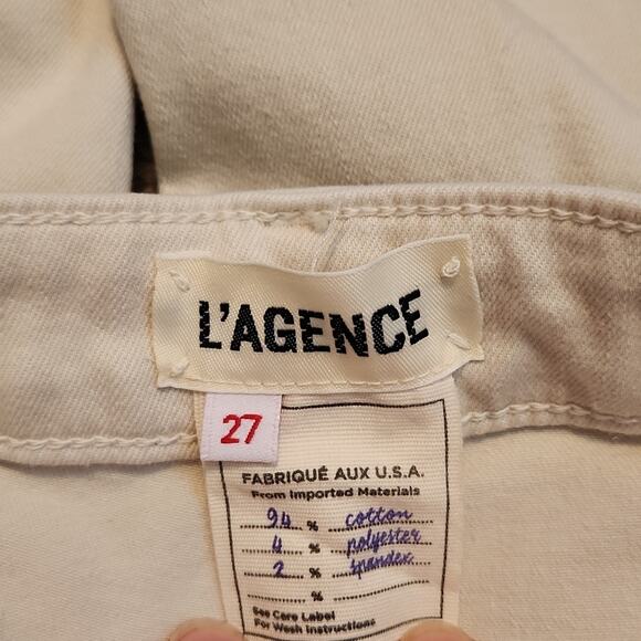 L'AGENCE Margo Skinny High-Rise Granite White Jeans Size 27 Zip Button 5 Pockets - Picture 5 of 7